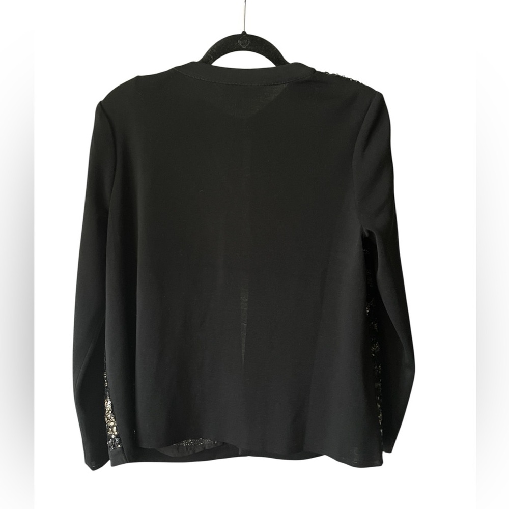 Ming Wang Sequined Black Open Front Cardigan With… - image 4
